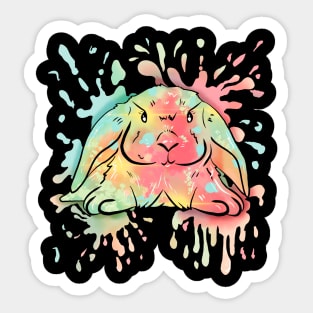 Easter Holland Lop Rabbit With Black Background Sticker